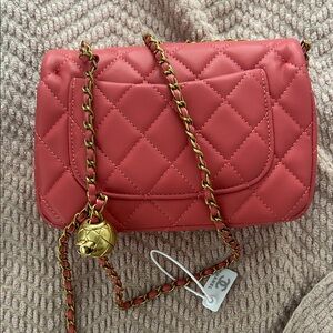 Elegant Quilted Crossbody Bag in Coral